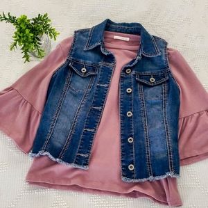 DONATING SOON Contrast-Stitch Denim Vest